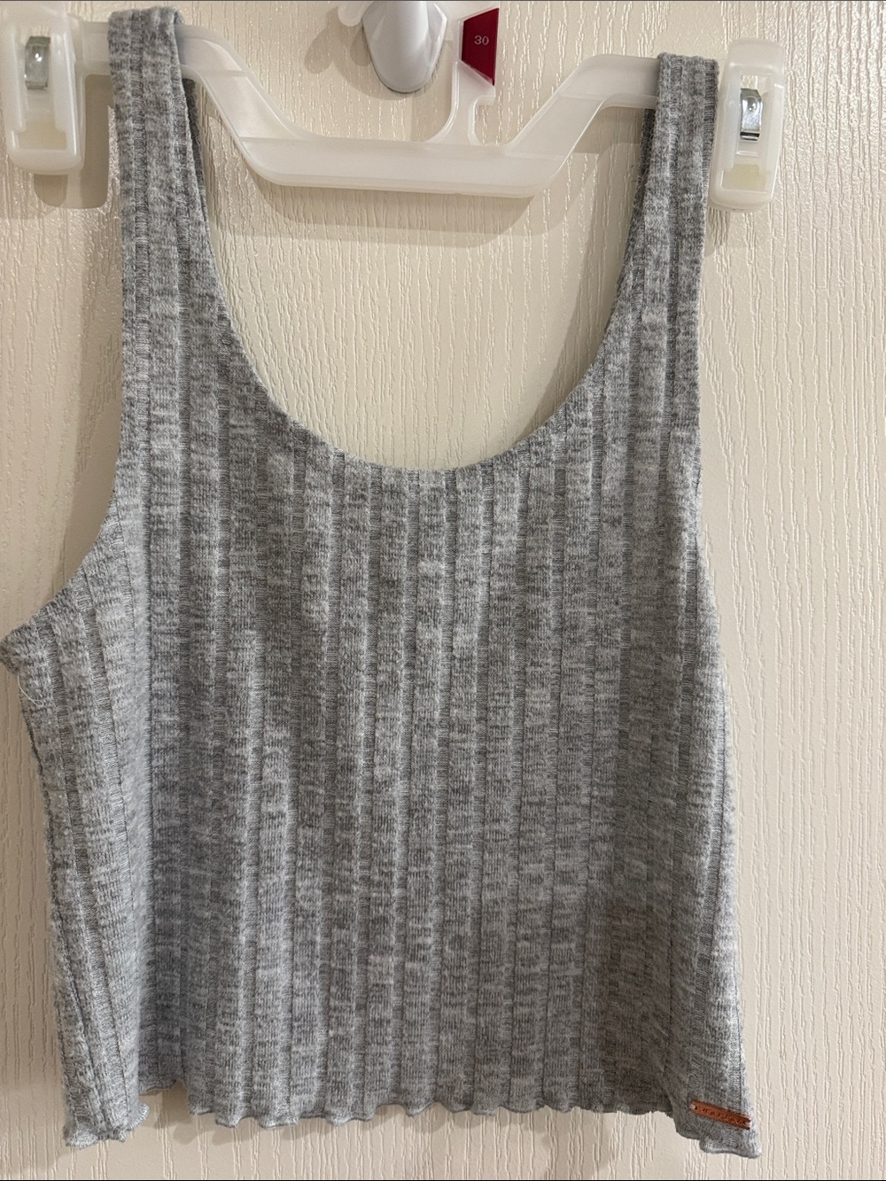 Volcom Light Gray Ribbed Crop Tank - Scoop Neck